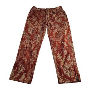 Lauren Ralph Lauren Women's Pants 14 Paisley Print Crop Capri Red Gold Cotton